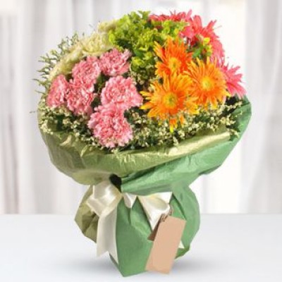 Mixed Gerberas and Carnations Bouquet