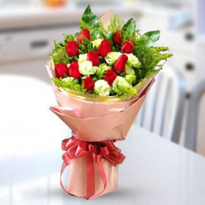 Bouquet of Red and White Roses