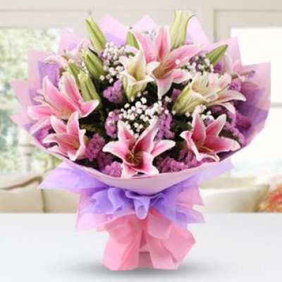 Classic Pink Asiatic Lily Bouquet