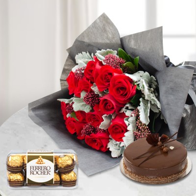 Red Roses , Ferrero & Cake