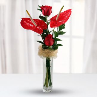 Red Anthurium & Roses