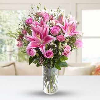 Pink Roses & Oriental lilies